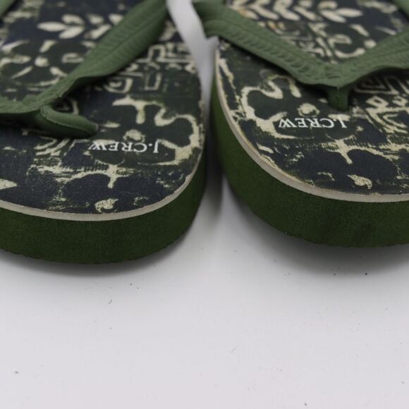 J. Crew Green Botanical Floral Flip Flop Sandals NWOT 8 - Picture 2 of 7